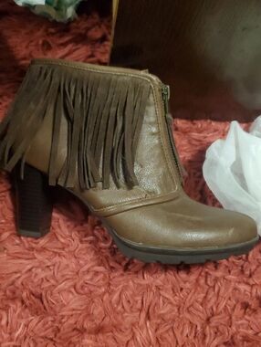 American Living Brown Fringe Ankle Bootie
